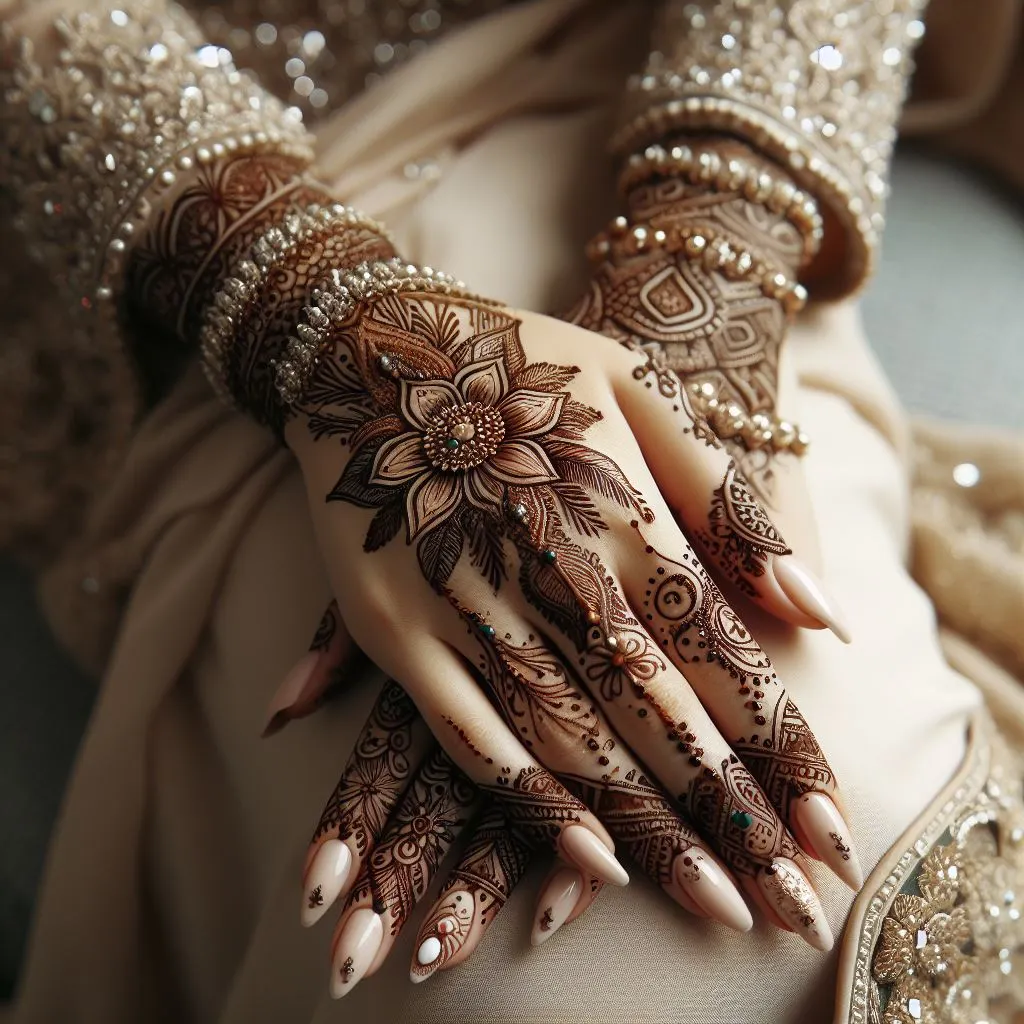 Traditional Bridal Back Hand Mehndi Design