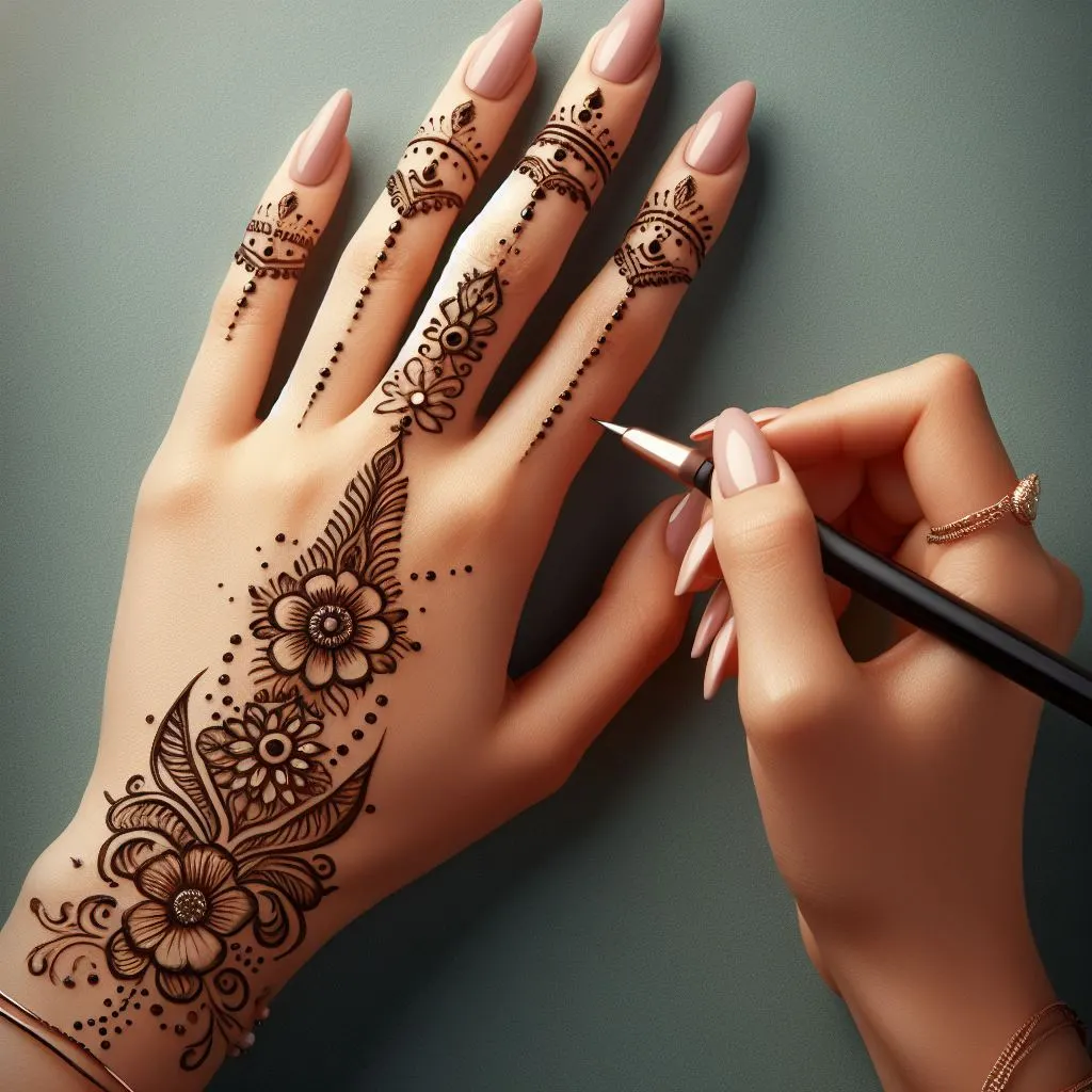 khafif mehndi design back hand