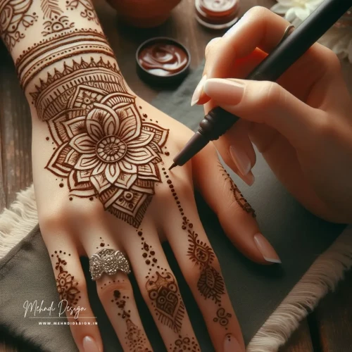 Simple elegance meets Mandala magic!  Less is more with our collection of simple mandala mehndi design. Find intricate patterns and captivating circles in an easy-to-apply format. Create timeless beauty on your hands in minutes! Explore our collection and discover the perfect mandala mehndi for you.