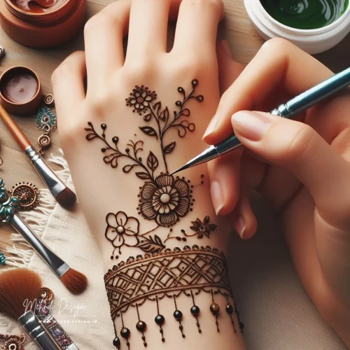 Adorn your wrists with elegance:  Elevate your style with captivating bracelet mehndi design. Find intricate patterns and beautiful motifs that transform your wrists into stunning works of art. Add a touch of sophistication! Explore bracelet mehndi designs now!